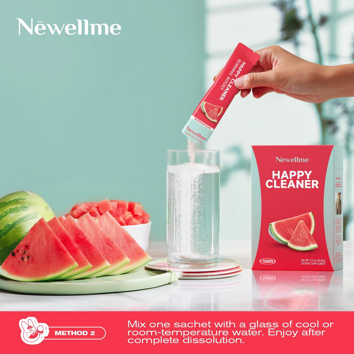 NEWELLME watermelon Berry Powder helps to cleanse and detoxify - boost immunity - antioxidant and adaptogen dietary supplement