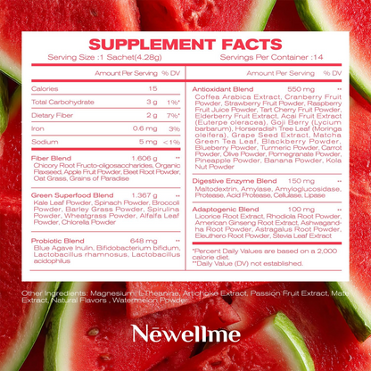 NEWELLME watermelon Berry Powder helps to cleanse and detoxify - boost immunity - antioxidant and adaptogen dietary supplement